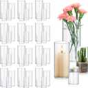 48 Pack Glass Cylinder Vases 4,6,8,10 Inch Tall Clear Flower Vase Hurricane Floating Candle Holder for Table Centerpiece Wedding Home Decor