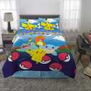 Pokmon Gaming Anime Kids Bedding Super Soft Microfiber Comforter And Sheet Set, 5 Piece Full Size, (Officially Licensed Product) By Franco