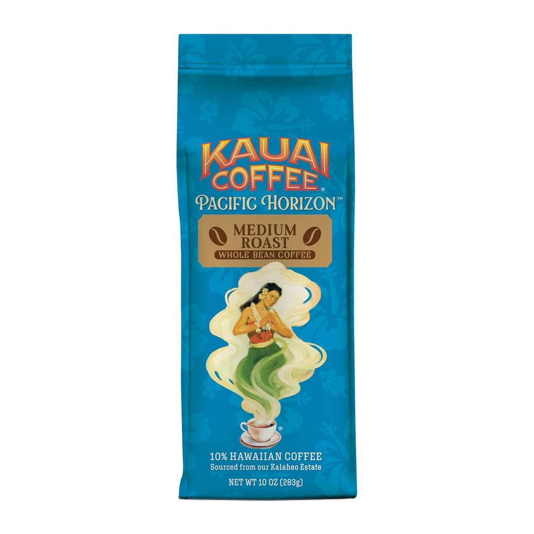4 x Kauai Coffee Whole Bean Coffee Smooth, Non-Bitter Pure Arabica Light Floral Notes & Bright Aroma Grown on Hawaii's Largest Coffee Farm Koloa Estate Medium Roast, 1 Pack of 10oz, BBD 05/12/2027