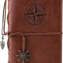 MALEDEN Refillable Spiral Daily Notepad Classic Embossed Travel Journal Diary (Brown)