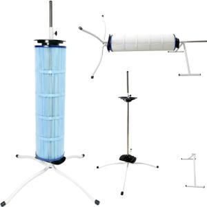Dual Vertical/Horizontal Pool Filter Cleaner Stand Tool - Boosts Cleaning Speed, Universal Fit for 3", 4", 6" Filter Cartridges