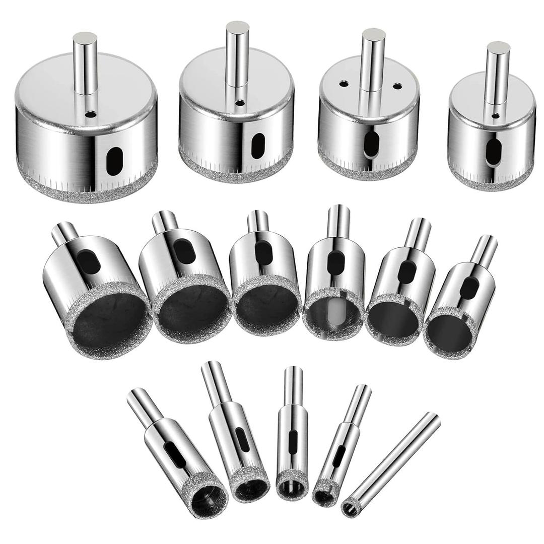 Diamond Drill bits, 15 PCS Diamond Hole Saw Drill Bit Set for Tile Pot, Glass Drill bits for Ceramic Bottles Porcelain Marble Granite Stone