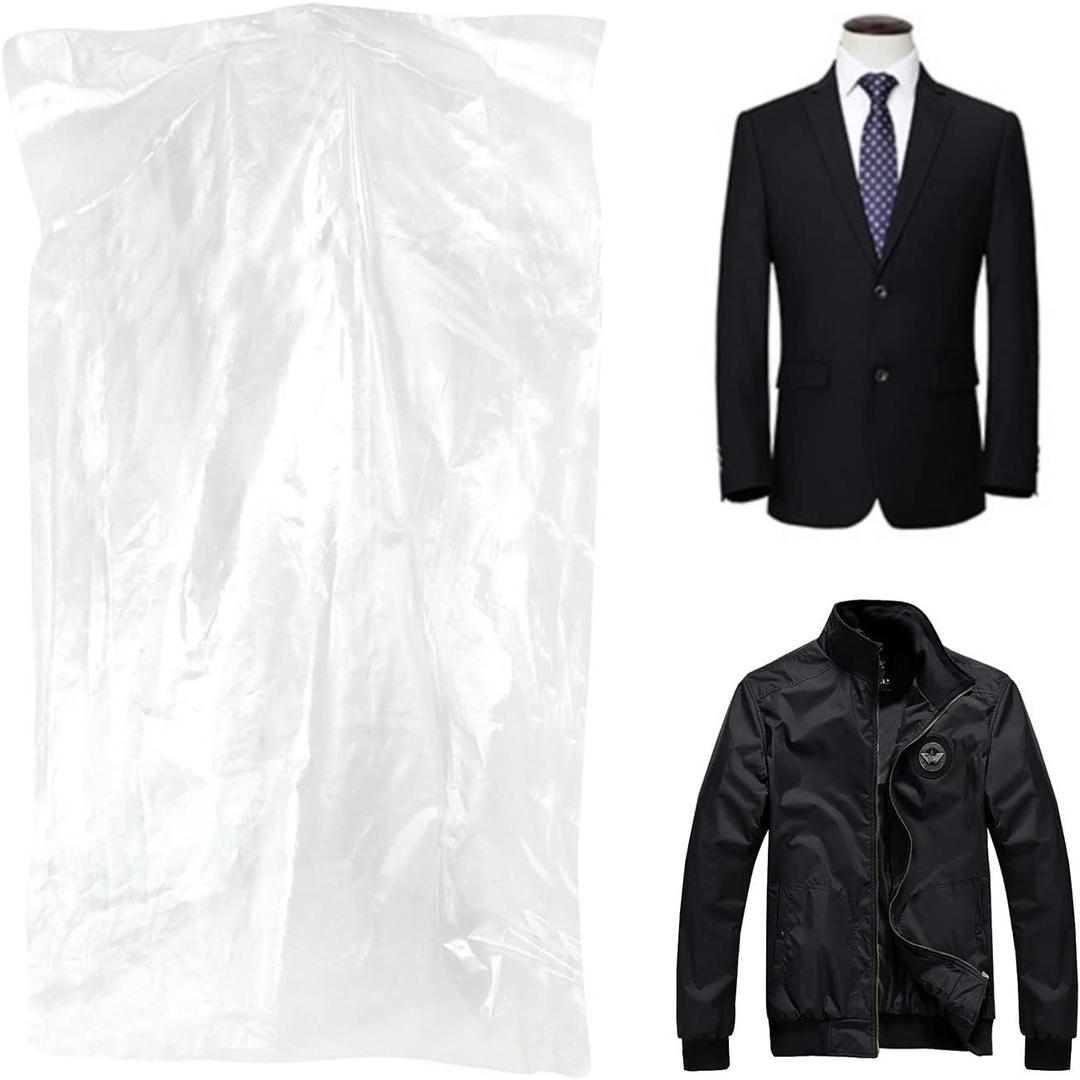 Pack of 100 Garment Bag, Transparent Suit Bag,Clothing Dust Cover, Gown and Dress Storage Bag 60  90 cm