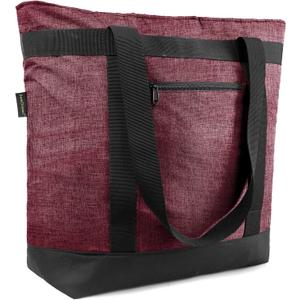 BeeGreen Cooler Bag Soft Leakproof Insulated Tote with Zipper for Beach Travel Grocery (Wine)