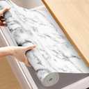 Moriah Shelf Liner Non Adhesive, Kitchen Drawer Liner Non Slip Waterproof Thickened Cabinet Protector for Bathroom Dresser Shelves Pantry(Marble,17.5'' x 20')