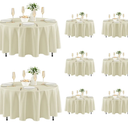 Fitable 8 Pack Round Tablecloths: Stain Resistant Wrinkle Free Circle Table Clothes, Washable Reusable Polyester Table Covers for Wedding Party Birthday Banquet Reception(Ivory, 84 Inch)