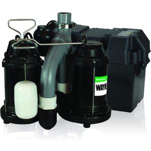 WAYNE - 1/2 HP Sump Pump with Integrated Vertical Float Switch and 12 Volt Battery Back Up Capability, Battery Not Included - Up to 5,100 Gallons Per Hour - Heavy Duty Basement Sump Pump System