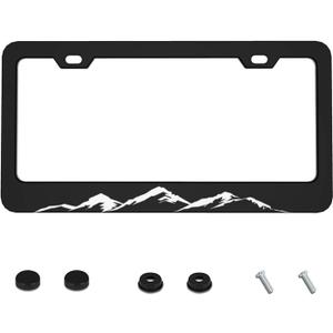 Mountains License Plate Frame,Solid Rust-Proof Aluminum Holder with 2 Holes,Universal Car Decor for Standard US Canada 12x6 Inch Mountains License Plate Frame,Solid Rust-Proof Aluminum Holder with 2 Holes,Universal Car Decor for Standard US Canada 12x6 Inch