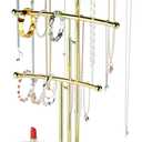SZQINJI Jewelry Stand Organizer, Metal Jewelry Tree Holder 3-Tier Jewelry Storage Tower for Necklace Display, Bracelet Hanging Gold White Christmas Gift