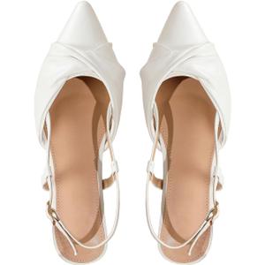 OYOANGLE Women's Pointed Toe Slingback Flats Twist Front Elegant Evening Prom Flat Dress Shoes