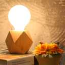 Small Wood Table Lamp, Bedside Lamp with Diamond Wooden Base E26 60W Industrial Night Light Boho Deco for Bedroom, Living Room or Office(No Bulb)