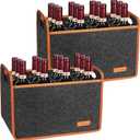 2 Pack 12 Bottle Wine Tote Bag, Insulated Thermal Padded Wine Carrier Tote, Reusable Wine Bags for Wine Bottles Travel, Camping and Picnic, Perfect Wine Lover Gift