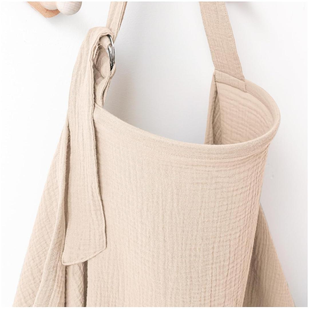 MairMore Muslin Nursing Covers for Breastfeeding, Privacy Breast Feeding Cover with Arch Neckline for Mom and Baby, Breathable 100% Cotton Nursing Apron Multi-use Stroller Cover (Ivory)