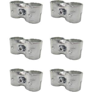 6 Pcs Double Port Parallel Pipe Clamp, 1 Inch (25.4 mm) OD Steel Tube Connector, Carbon Steel Rail Joint Clip with Hardware,Steel Pipe Tube Joint Connector Clip,for DIY Shelf Garden Support