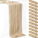 10Pieces Cheesecloth Table Runners 10 Ft Gauze Table Cloth for Boho, Rustic Wedding Arch, Baby Shower Decorations Birthday Party (10, Champagne)