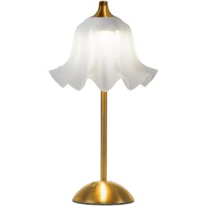 Cordless Table Lamp,Small Desk Lamp with 3 Color,Dimmable LED Reading Light,Touch Lamps for Nightstand,Vintage Flower Lamp for Bedroom Living Room Office Decor