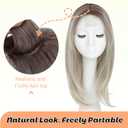 Ms Taj Hair Topper 18 Inch for Women with Thinning Hair - Long Layered 6.5"X6.5" Synthetic Hair Piece - Fiber Wiglet for Ladies (Silver White with Dark Root)