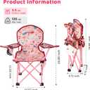 SUNNYFEEL Kids Folding Camping Chair for Ages 4-8 Boys and Girls, Pink