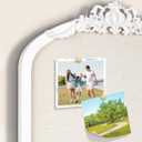 Bulletin Board with Linen, Vintage Arch Framed Pin Board – 15.7" x 24.8" White Cork Board for Walls, White Pine Wood Frame, Fabric Pinboard, Vision Board for School, Home & Office, 16" x 25"