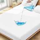 Queen Mattress Protector Waterproof- Washable Mattress Cover Queen Size Fitted Bed Pad Noiseless Plastic Protection Up to 18 Mattress Protector Soft&BreathableWhite
