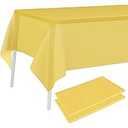 PLULON 3 Pcs Yellow Tablecloths Plastic Disposable Table Cover for Rectangle Tables 54 x 108 Inch Waterproof Tablecloth for Birthday Baby Shower Wedding Fiesta Party Home Kitchen Dining Decor