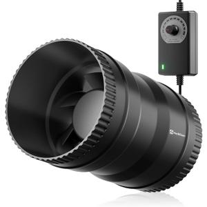 Hon&Guan 4 Inch Inline Booster Duct Fan with Speed Controller - 130 CFM Airflow with 6W Ultra-Low Power and Low Noise
