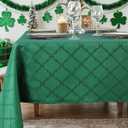 SASTYBALE St Patricks Day Tablecloth Rectangle, St Patricks Table Cloth Jacquard with Geometric Patterns, Washable Spillproof Table Cover for Dining, Camping, Parties, Holiday (60" x 120", Green)