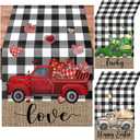 3 Pcs Farmhouse Holiday Table Runner Set Heart Valentines Day Shamrocks St. Patrick's Day Easter Egg Table Runner for Home Dining Room Kitchen Decor, 13x72 Inch(Buffalo Plaid)