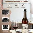 Wine Stopper, Wine Saver Vacuum Pump with 4 Reusable Stoppers, Wine Bottle Preserver & Sealer Keeps Fresh Longer, Ergonomic Handle, ideal Gift