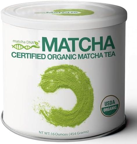 MATCHA DNA Certified Organic Matcha Green Tea Powder (16 oz TIN CAN) (Set of 3)(BB: 10/2027)