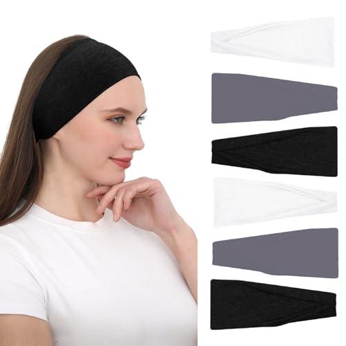 RITOPER Headbands for Women Non Slip, Wide Workout Headband Cotton Black White Head Bands Hair Bands for Women's Hair, Thick Headbands Head Wraps for Fashion, Yoga, Running, Spa Day, Party, Travel