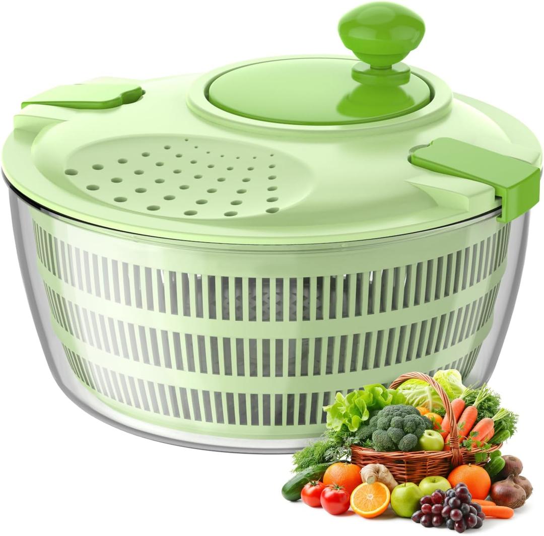 Salad Spinner Lettuce Spinner 4.4 QT Fruit and Vegetable Washer with Bowl and Mesh Basket for Washing, Spinning, and Draining