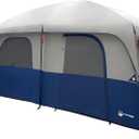 10 Person Camping Tent - Large Outdoor Tent with Room Divider and Rainfly - Family Camping House with 2 Doors and 4 Screen Windows by Wakeman Outdoors (Navy)