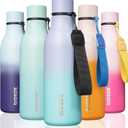 BJPKPK Insulated Water Bottles, 18 oz Stainless Steel Metal Water Bottle with Strap, BPA Free Leak Proof Thermos, Mugs, Flasks, Reusable Water Bottle for Sports & Travel, Lavender Mint
