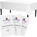 White Vinyl Tablecloths - 54 In. X 108 In. - Pack Of 3 Rectangle Tablecloth - White Flannel Backed Vinyl Tablecloths For Rectangle Tables - Plastic Table Cloths With Flannel Backing - Waterproof