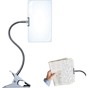 10"x6" Magnifying Glass with Clip Computer Screen Plastic Hands Free Large Magnifier for Low Vision Seniors, 4X Full Page Magnifying Glass with Flexible Gooseneck for Reading Books, Sewing, Crafts