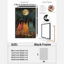 Creepy Gothic Dark Moody Pictures Decor Vintage Halloween Wall Decor Horror Poster Autumn Fall Witch Coven Rustic Macabre Dark Artwork Prints for Living Room Bedroom8x12inch black framed (style-3)