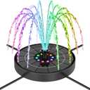 SEIRMEP Solar Fountain Pump with 3 Spray Height Adjustments, Upgraded Glass Solar Bird Bath Fountains with LED Lights,6 Nozzles,Outdoor Solar Water Fountain for Bird Bath, Garden, Pool, Pond (Black)