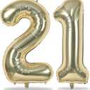 Champagne Gold 21st Birthday Balloons for Her, 40In Light Gold Foil Number 21 Balloons for Boys Girls, Birthday Party Balloons Numbers 2 and 1 for Women Men 12th 21st Anniversary Decorations Supplies