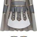 LMYOVE Kids Warrior Costume, Halloween Boys Roman Soldier Gladiator Viking Medieval Historical Role Playing Party  (10-11Y,Grey)