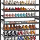 Large Shoe Rack 8 Tier Shoe Organizer, Heavy Duty Metal 4-Tier Stackable Shoe Storage Vertical Shoe Rack for Closet Front Door Entrance, Up to 50 Pairs, 44.8" W x 11.4" D x 56.7" H, Black