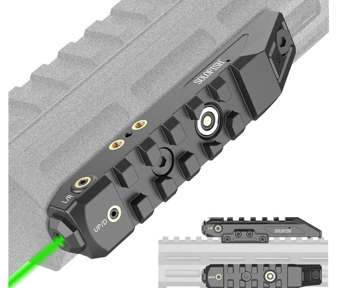 Solofish 2-in-1 Mounted Laser Sight is Compatible with Mlok/Picatinny Rail for Rifle, Low-Profile Tactical Green/Blue/Red Laser Sight, Magnetic Rechargeable