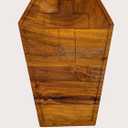 Acacia Wood Halloween Scary Coffin Cutting Board with Groove for Festive Decoration and Appetizer Serving Tray (13.75"L x 9.5"W)