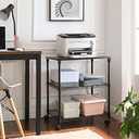 SONGMICS 3 Tier Wide Printer Stand, Printer Table with Wheels, Rolling Printer Cart, Printer Desk with Metal Frame for Home Office, 22 x 18.1 x 26.8 Inches, Black ULGR32BK (3 Tiers22"L x 18.1"W x 26.8"H)