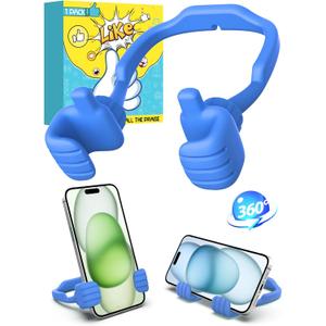 2 x Gifts for Teens Boys Girls Valentines Kids Cell Phone Stand: Upgrade Adjustable Thumbs Up Lazy Phone Holder for Desk Fun Birthday Gifts for Grandma Adults Husband Easter Basket Stuffers for Teens (1, Sky Blue)