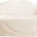 SureFit Cotton Duck One Piece Straight Skirt Slipcover, 100% Cotton, Relaxed Fit, Machine Washable, Sofa Cover, T-Cushion, Natural Color/Perfect for Protecting Your Favorite Furniture