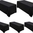 5 Pack 90x156 Inch Black Tablecloth for 8 Foot Rectangle Tables