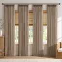 MIULEE 4 Panels Pinch Pleated Linen Curtains 90 Inches Linen Brown | Long Curtains for Living Room Bedroom Pinch Pleat Drapes Back Tab Memory Trained Semi Sheer Privacy Neutral, Farmhouse, 40"W x 90"L