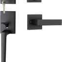 Haidms Black Front Door Handle and Deadbolt Set, Entry Door Handle and Deadbolt with Reversible Handle Lever,Front Door Lock Set, Exterior Door Handles and Locks