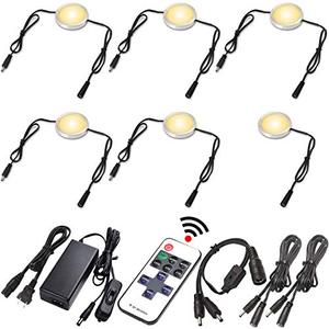 Lvyinyin Kitchen Cabinet Undereath Light Kit, Backsplash Back Lighting, 110V Plugged in & Hardwired, RF Remote Control Dimmable, Linkable, Dual Split, Black Wires, Warm White 2700K,6 Lights
